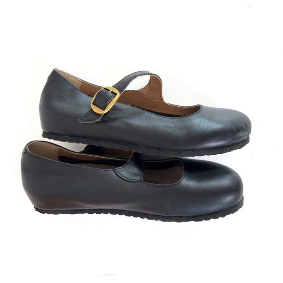 Early 00's Birkenstock Black Leather Mary Jane Flats - size 7-7.5 - Picture 5 of 7